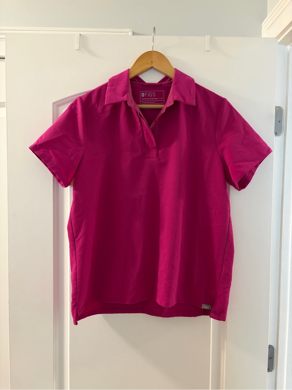 FIGS Hot Pink Polo Scrub Top